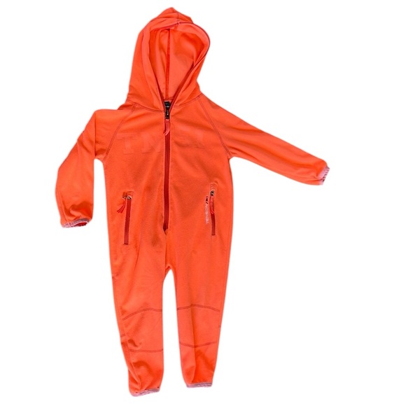 Tenson | Kids Winter Fleece Full Body Suit | Neon Orange | Size 86/92 EU (2T US) - Picture 1 of 12